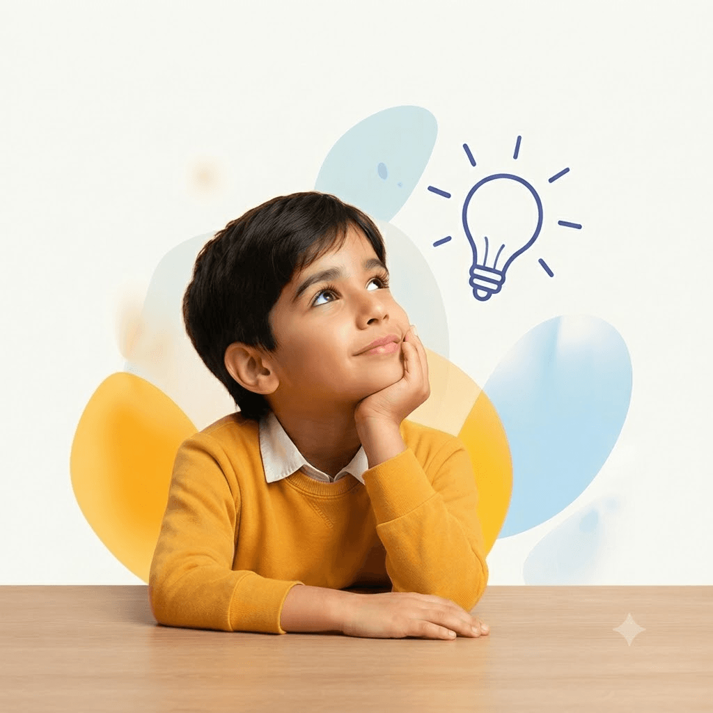 A child thinking creatively