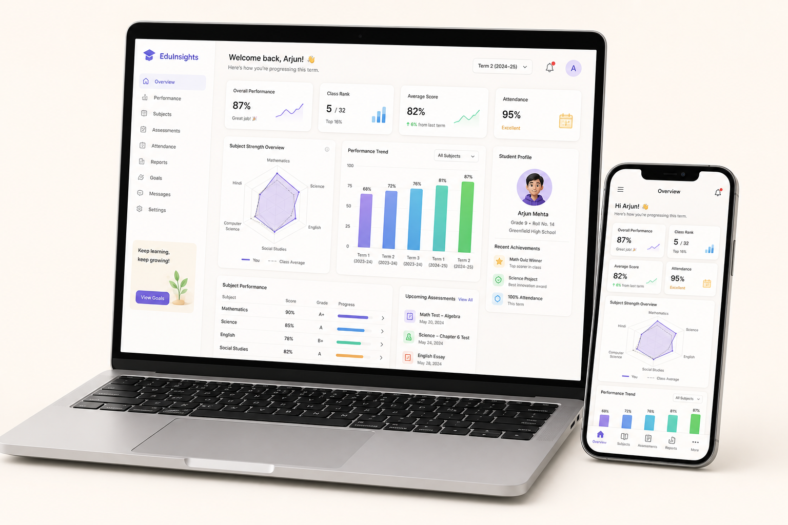 Academic Health Report on laptop and mobile